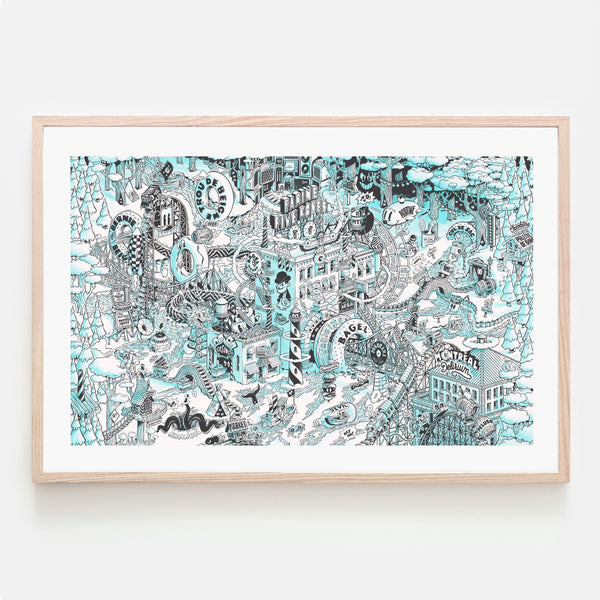 MONTRÉAL DÉLIRIUM, 36" X 24" (silkscreen print) — by Romain Blais