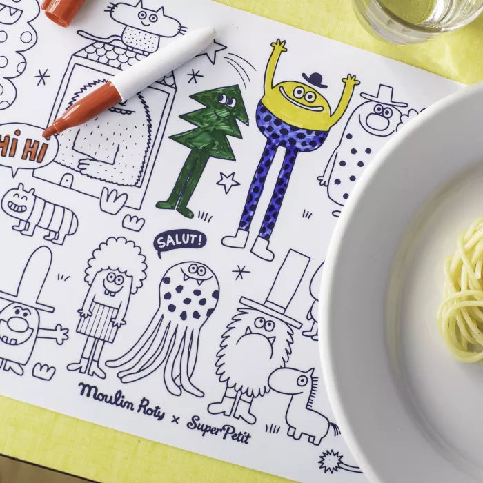 SCHMOUKS - Mini Silicone Colouring Mat with 4 Pens — by Moulin Roty