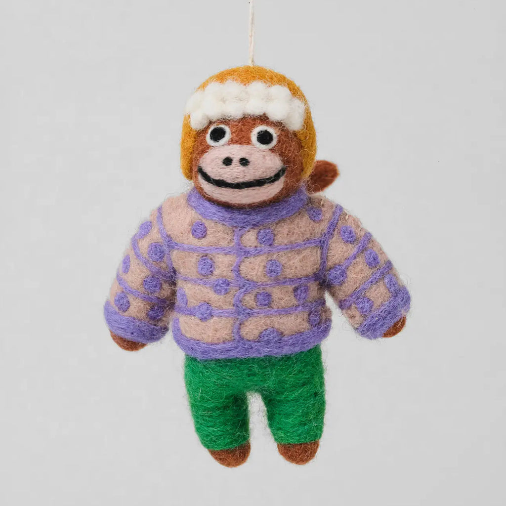 MONKEY FELT ORNAMENT— by Alice Bowsher