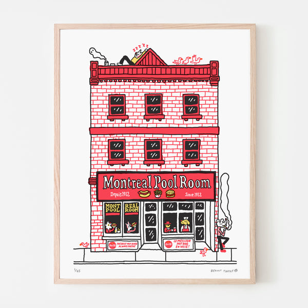 MONTRÉAL POOL ROOM, 18" X 24" (silkscreen print) — by Benoit Tardif