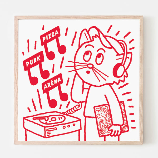 PIZZA PUNK ARENA « Chat Vinyl Headphones » - 12.5" x 12.5" — par Benoit Tardif