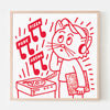 PIZZA PUNK ARENA “Chat Vinyl Headphones” - 12.5" x 12.5" — by Benoit Tardif