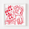 PIZZA PUNK ARENA “Chat Vinyl Headphones” - 12.5" x 12.5" — by Benoit Tardif