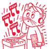 PIZZA PUNK ARENA “Chat Vinyl Headphones” - 12.5" x 12.5" — by Benoit Tardif