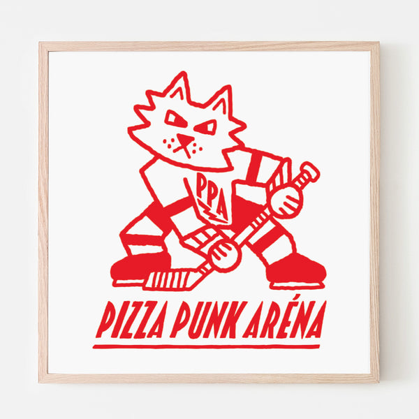 PIZZA PUNK ARENA « Chat Hockey » - 12.5" x 12.5" — par Benoit Tardif