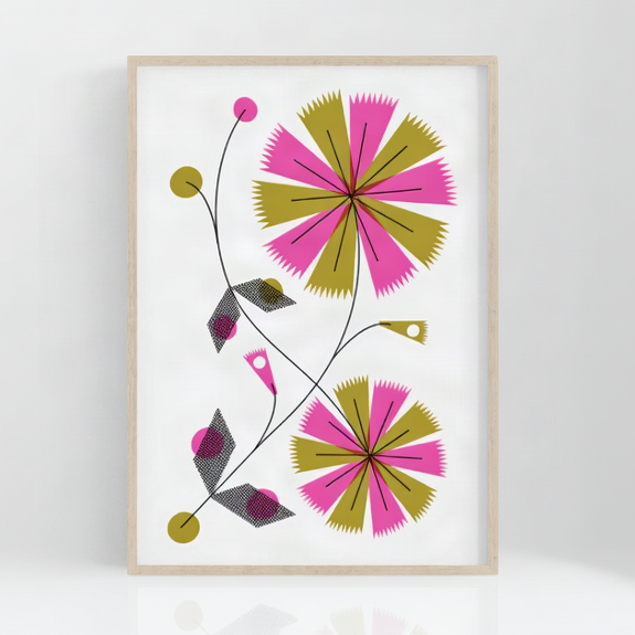 PINK GEO FLOWER , 8.5 x 11 inches — by Vikki Wiercinski