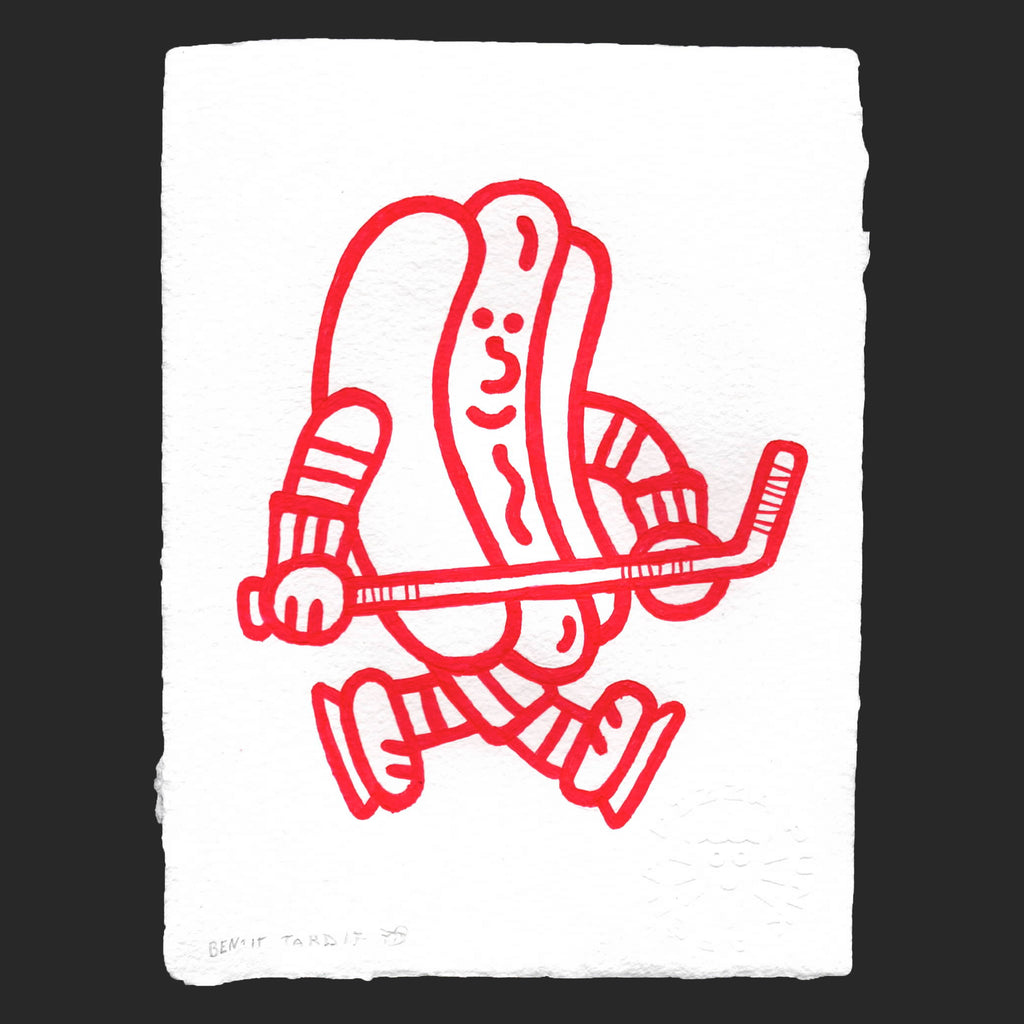 SUPER SPORT HOT DOG (Original Drawing) - 7" x 9.5" — by Benoit Tardif