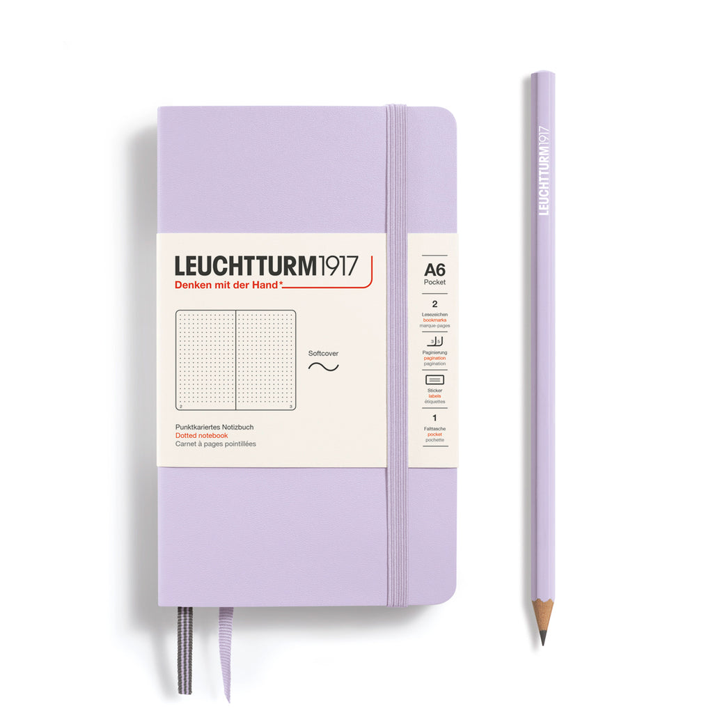 CARNET DE NOTE, FORMAT POCHE (A6) COUVERTURE SOUPLE, LILAS (plusieurs styles) — par Leuchtturm 1917