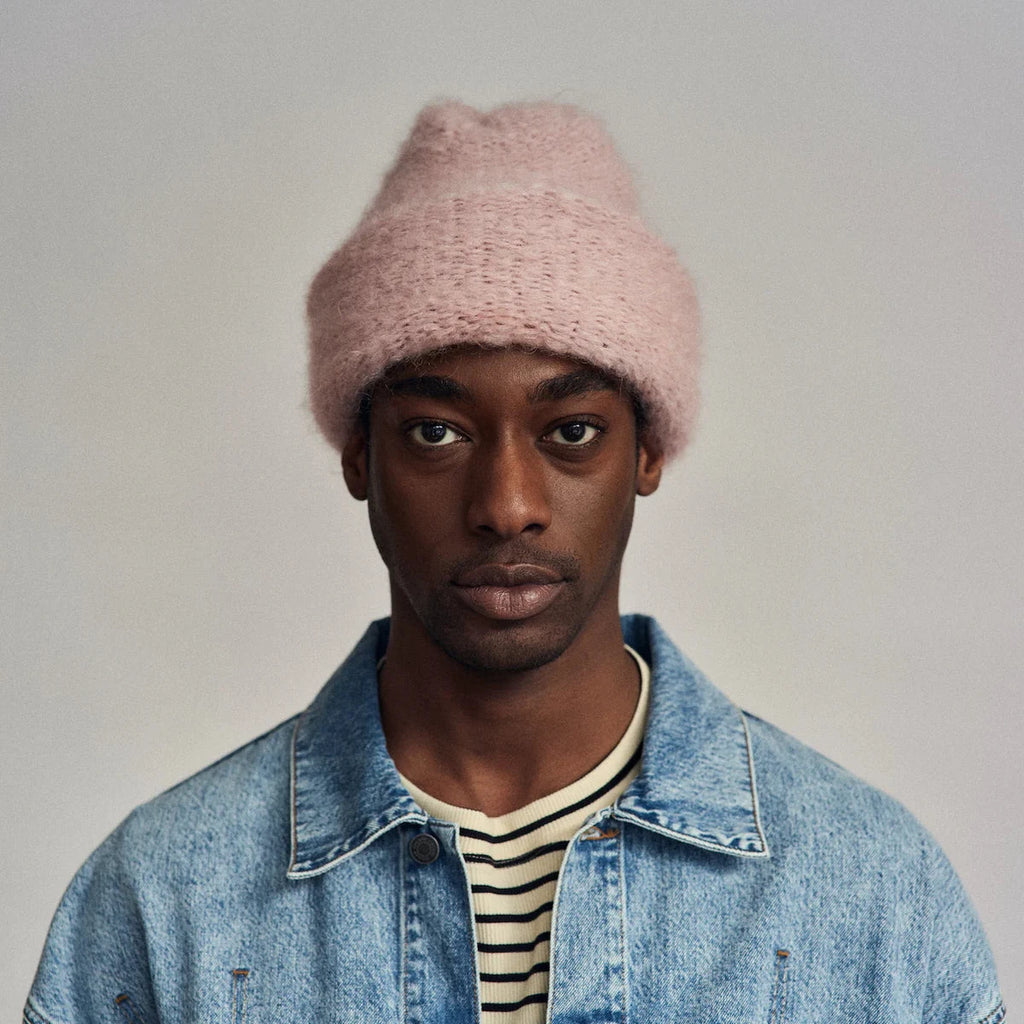 BONNET EN MOHAIR CLOUD – Rose perlé  — par Heirloom hats