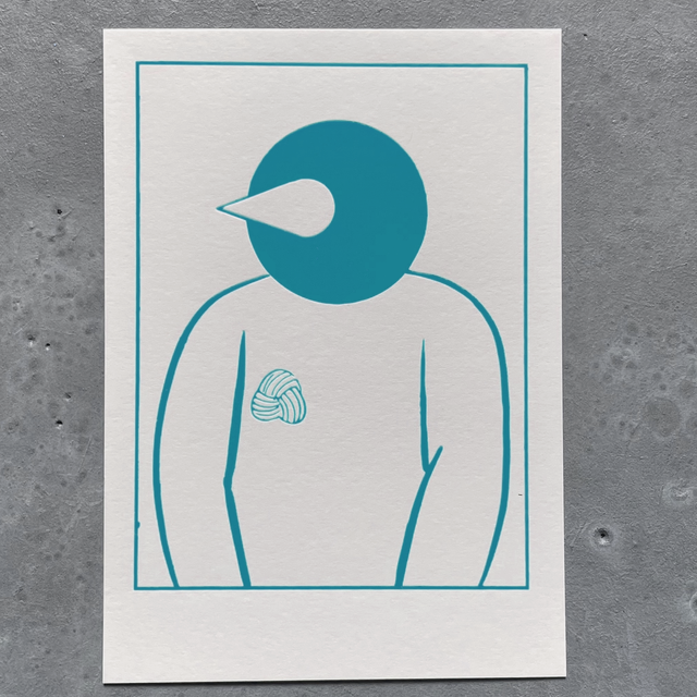 PORTRAIT #02 BLUE, Hot Stamping Print, 15 x 21 cm – by Yûichi Yokoyama