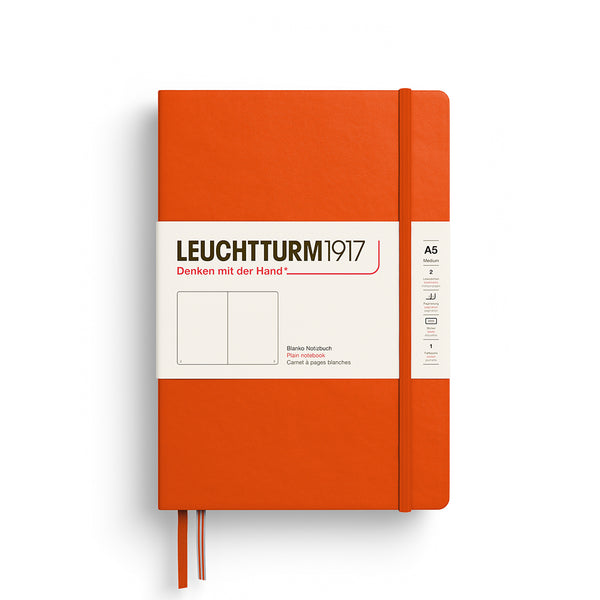 CARNET DE NOTE MOYEN (A5) COUVERTURE RIGIDE, CITROUILLE (plusieurs styles) — par Leuchtturm 1917