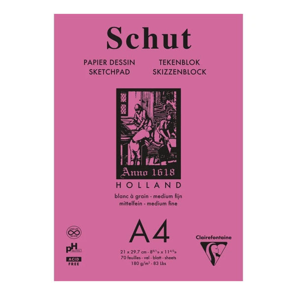 SCHUT DRAWING PAPER SMALL GRAIN WHITE, A4 — by Clairefontaine