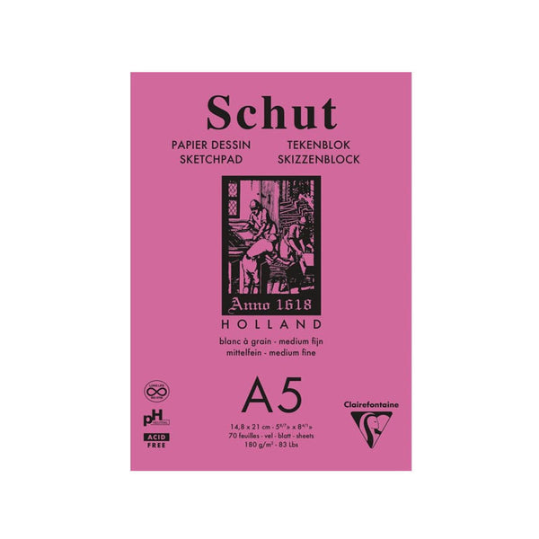 SCHUT DRAWING PAPER SMALL GRAIN WHITE, A5 — by Clairefontaine