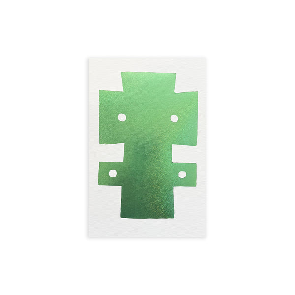 SHAPES #01 GREEN, Hot Stamping Print, 10 x 15 cm – by Damien Poulain
