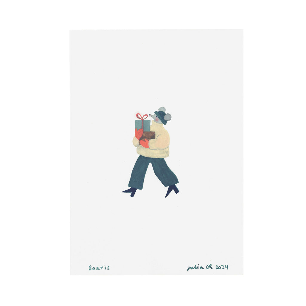 SOURIS (Peinture original) – 5,81 × 8,25 pouces — par Julia GR