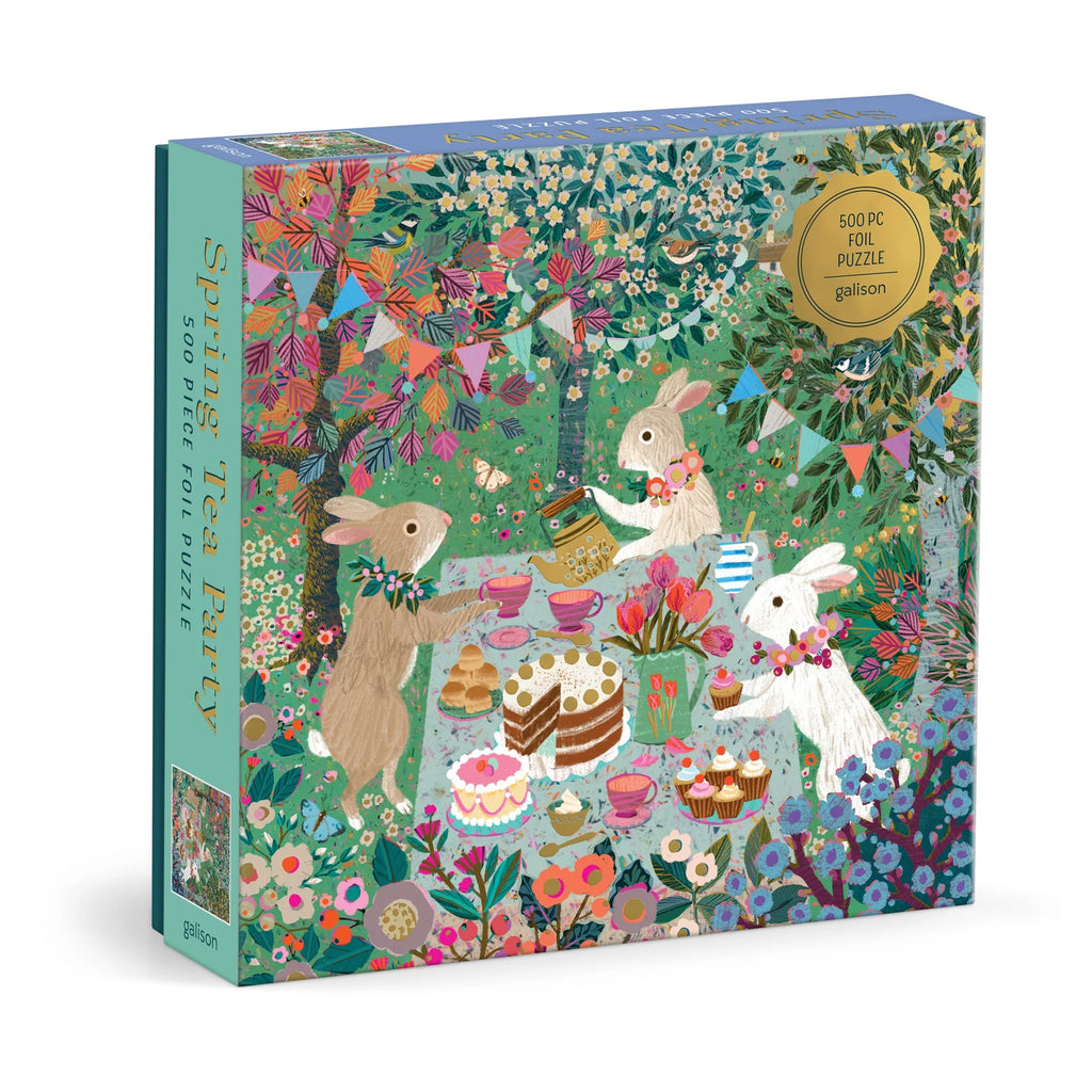 SPRING TEA PARTY, 500 PIECES FOIL PUZZLE — illustrated by Victoria Ball
