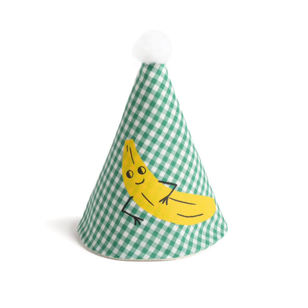 VICHY PARTY HAT WITH BANANA — by La fée raille