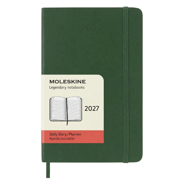 AGENDA JOURNALIER 2027 – FORMAT DE POCHE, COUVERTURE SOUPLE, VERT MYRTE — par Moleskine