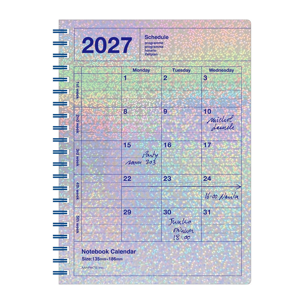 AGENDA MENSUEL VERTICAL 2027 ET CARNET - 12 MOIS, FORMAT B6 (plusieurs couleurs) — par MARK’S