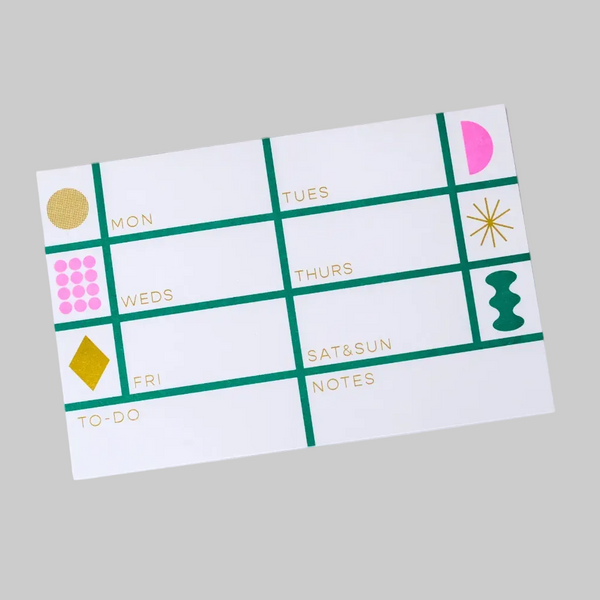 WEEKLY NOTEPAD - Green — by Mezzaluna Studio