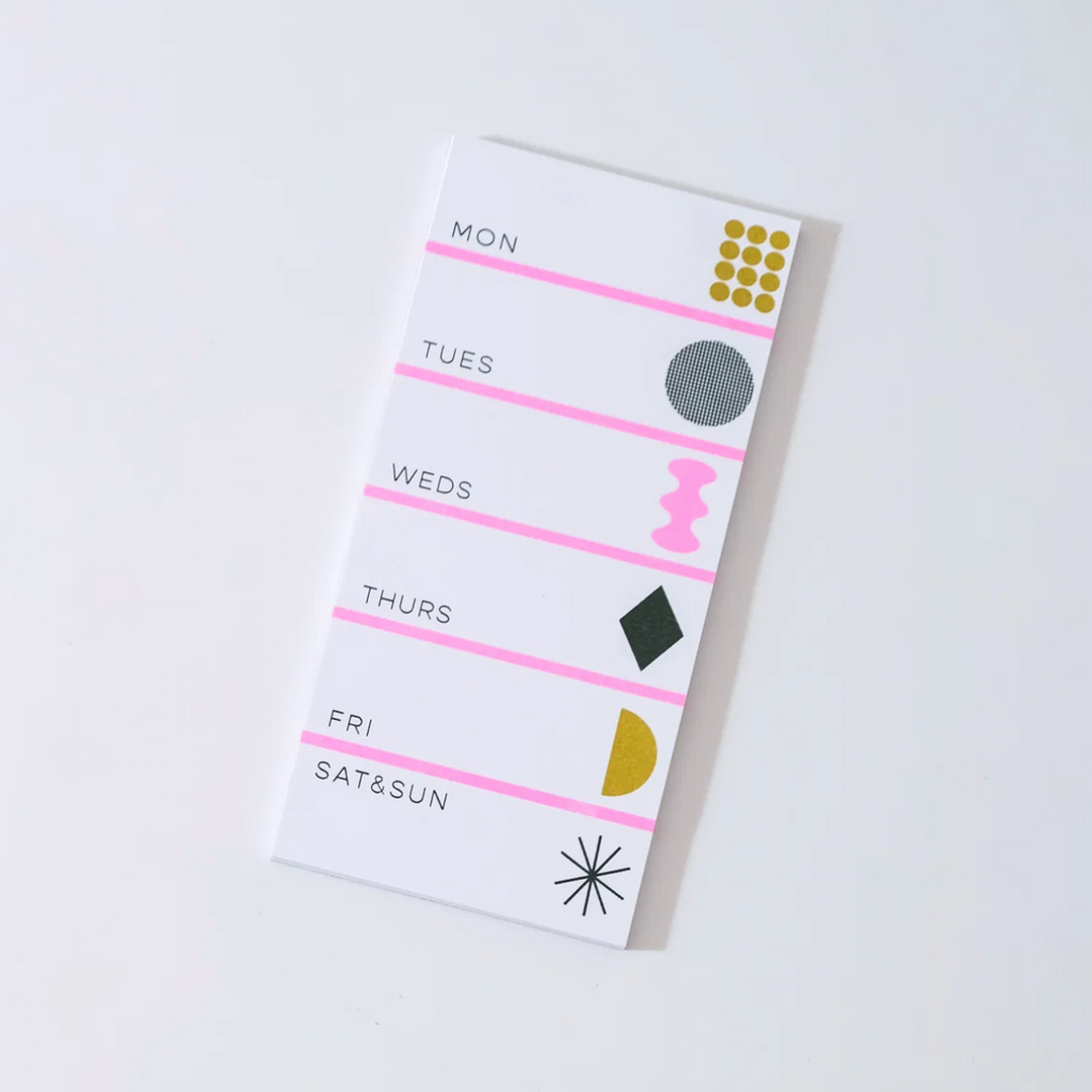 WEEKLY TALL NOTEPAD - Pink — by Mezzaluna Studio