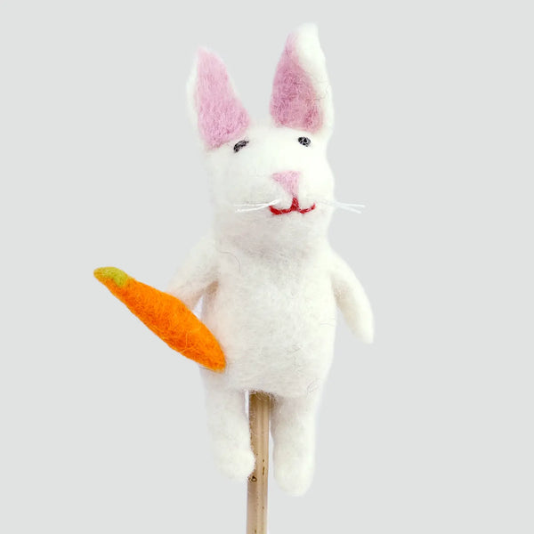 WHITE BUNNY - FINGER PUPPET — by The Winding Road