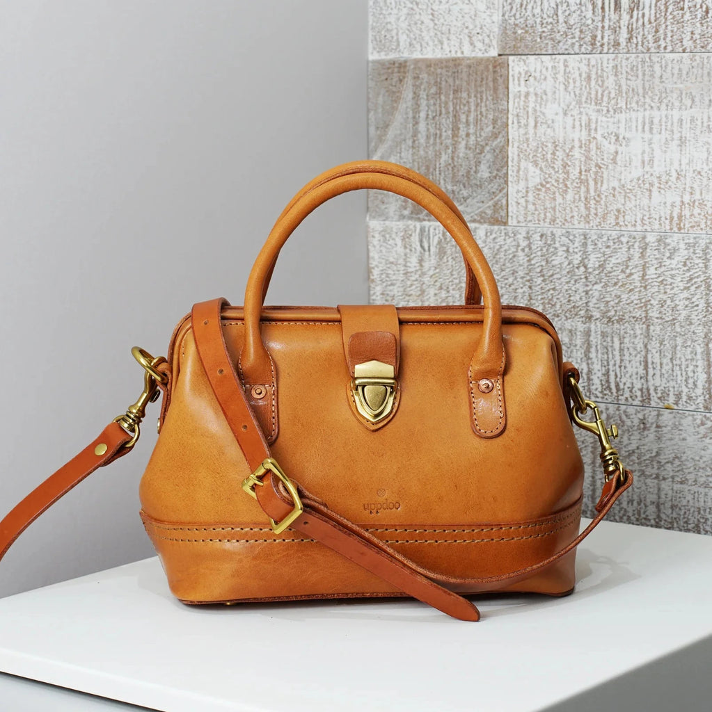 WONDER 'XL' VINTAGE TOP-HANDLE  SATCHEL - Tan — by Uppdoo