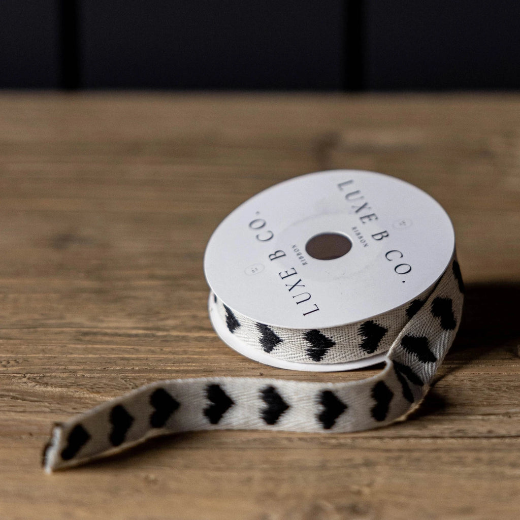 BLACK HEARTS RIBBON - SMALL — by Luxe B Co.