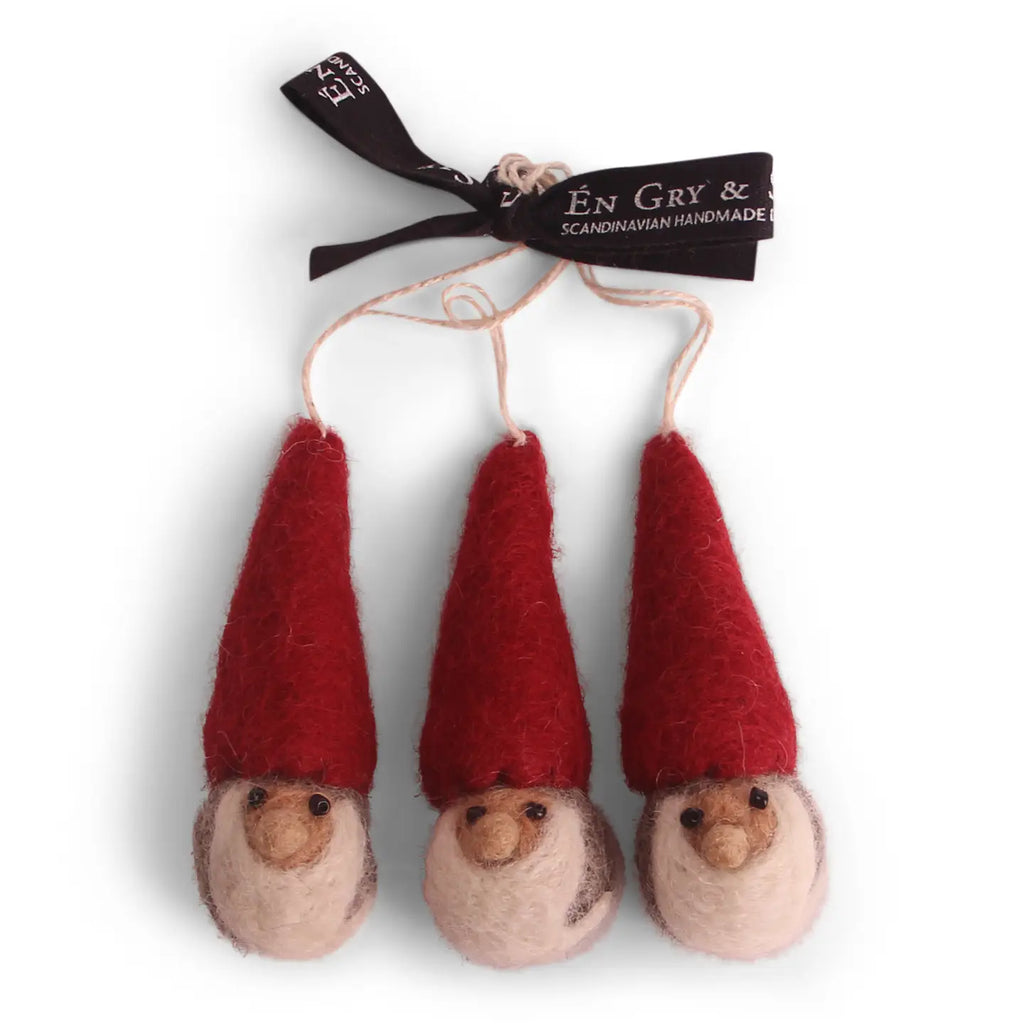 HANGING FELT ORNAMENT - Set of 3 Gnomes — by Gry & Sif