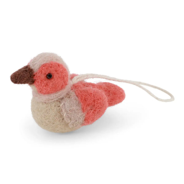 HANGING FELT ORNAMENT - MINI SPARROW CORAL & BEIGE — by Gry & Sif