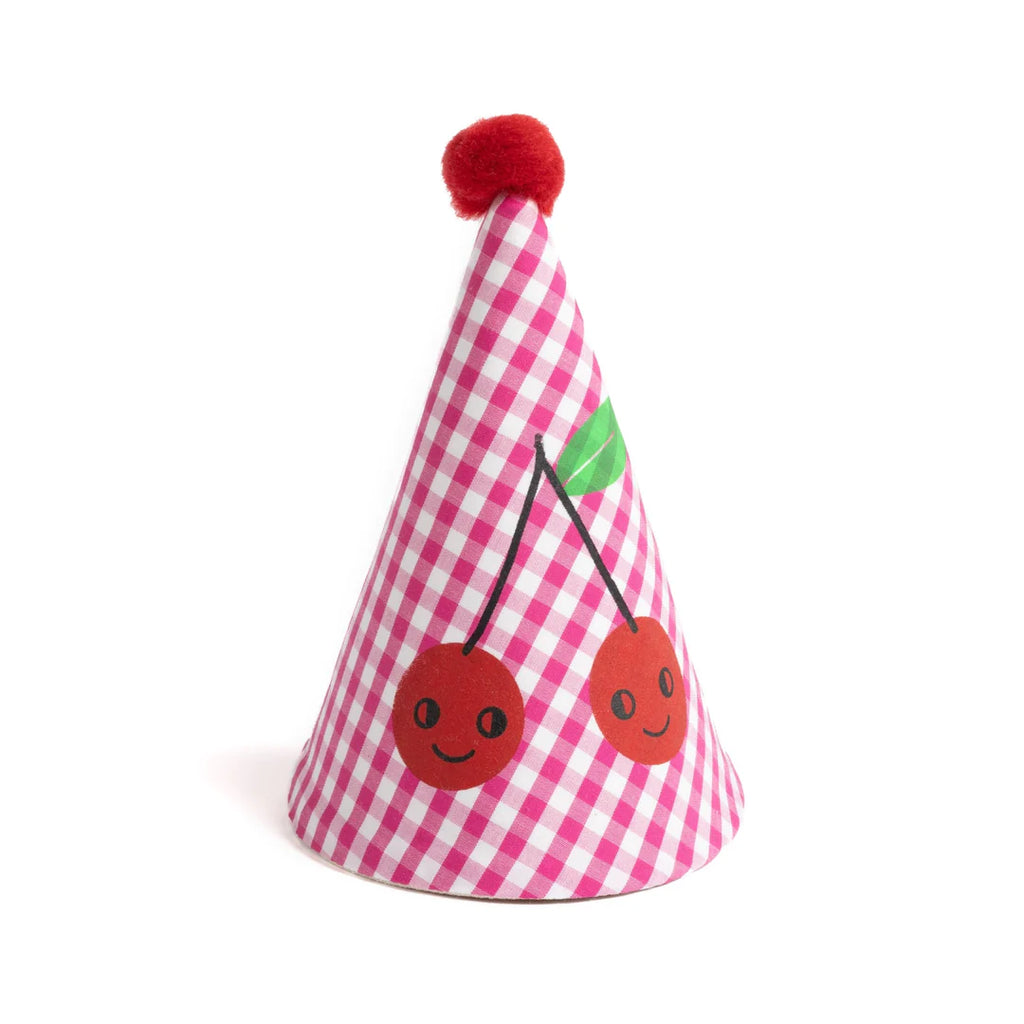 VICHY PARTY HAT WITH CHERRIES — by La fée raille