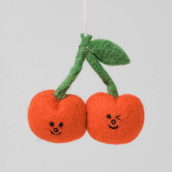 CHERRIES HANGING FELT ORNAMENT— by Holly St Clair