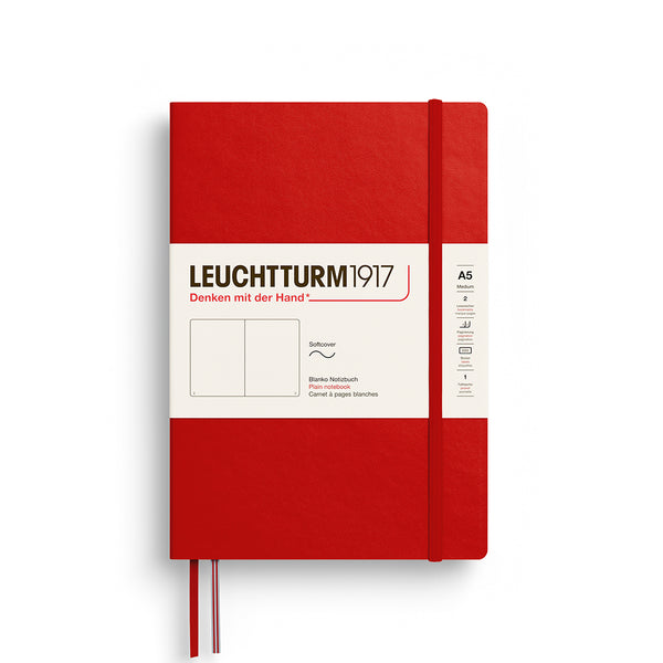 CARNET DE NOTE MOYEN (A5) COUVERTURE SOUPLE, CERISE (Plusieurs styles) — par Leuchtturm1917