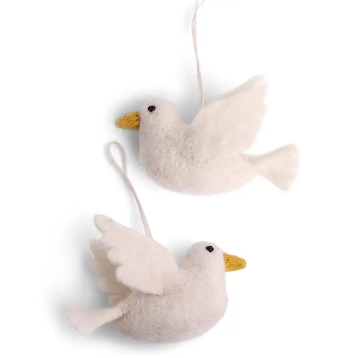 HANGING FELT ORNAMENT - Set of 2 Peace Dove — by Gry & Sir