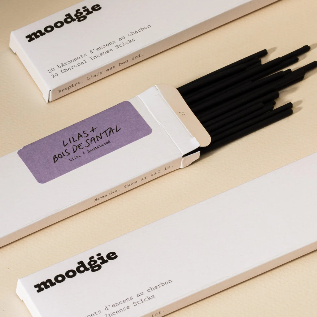 CHARCOAL INCENSE STICKS (Lilac + Sandalwood) — by Moodgie