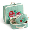 GREEN VICHY SUITCASE WITH ROSES (different sizes) — by La fée raille