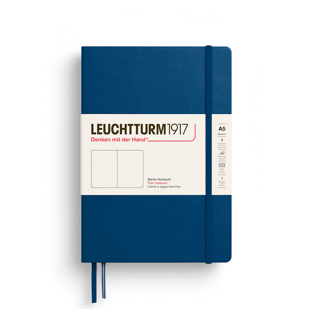 MEDIUM (A5) NOTEBOOK HARDCOVER, INDIGO (Multiple Styles) — by Leuchtturm1917