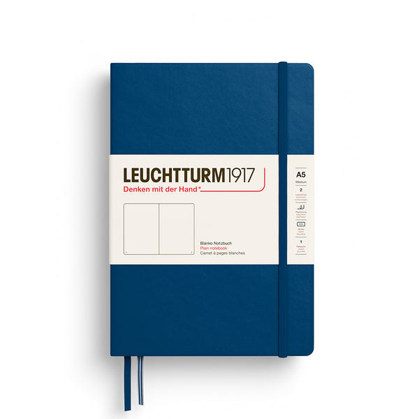 CARNET DE NOTE MOYEN (A5) COUVERTURE RIGIDE, INDIGO (plusieurs styles) — par Leuchtturm 1917