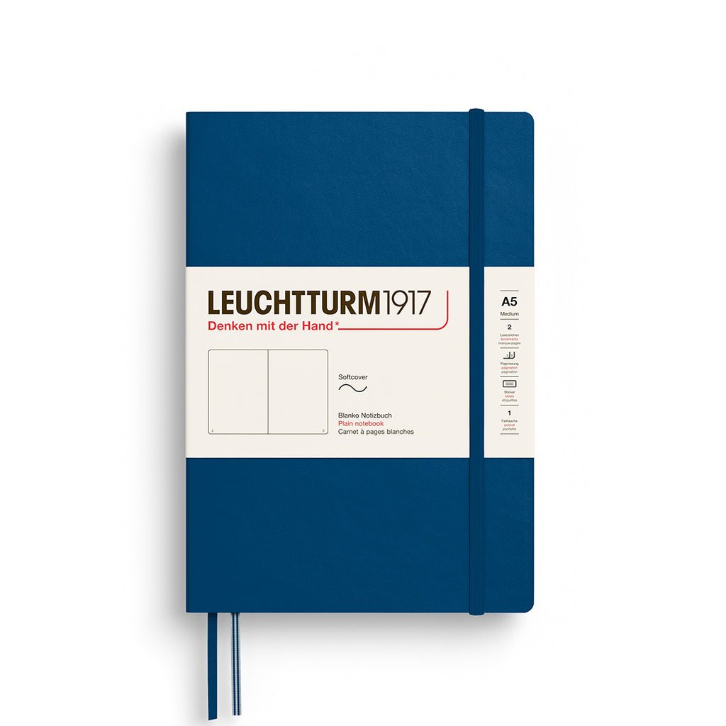 MEDIUM (A5) NOTEBOOK SOFTCOVER, INDIGO (Multiple Styles) — by Leuchtturm1917