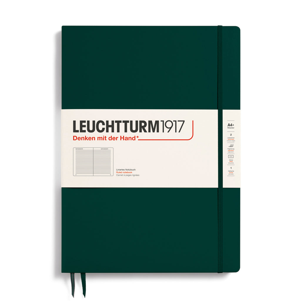 MASTER SLIM (A4+) NOTEBOOK HARDCOVER, FOREST GREEN (Multiple Styles) — by Leuchtturm1917