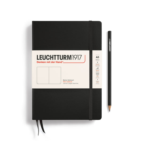 MEDIUM (A5) NOTEBOOK HARDCOVER, BLACK (Multiple Styles) — by Leuchtturm1917
