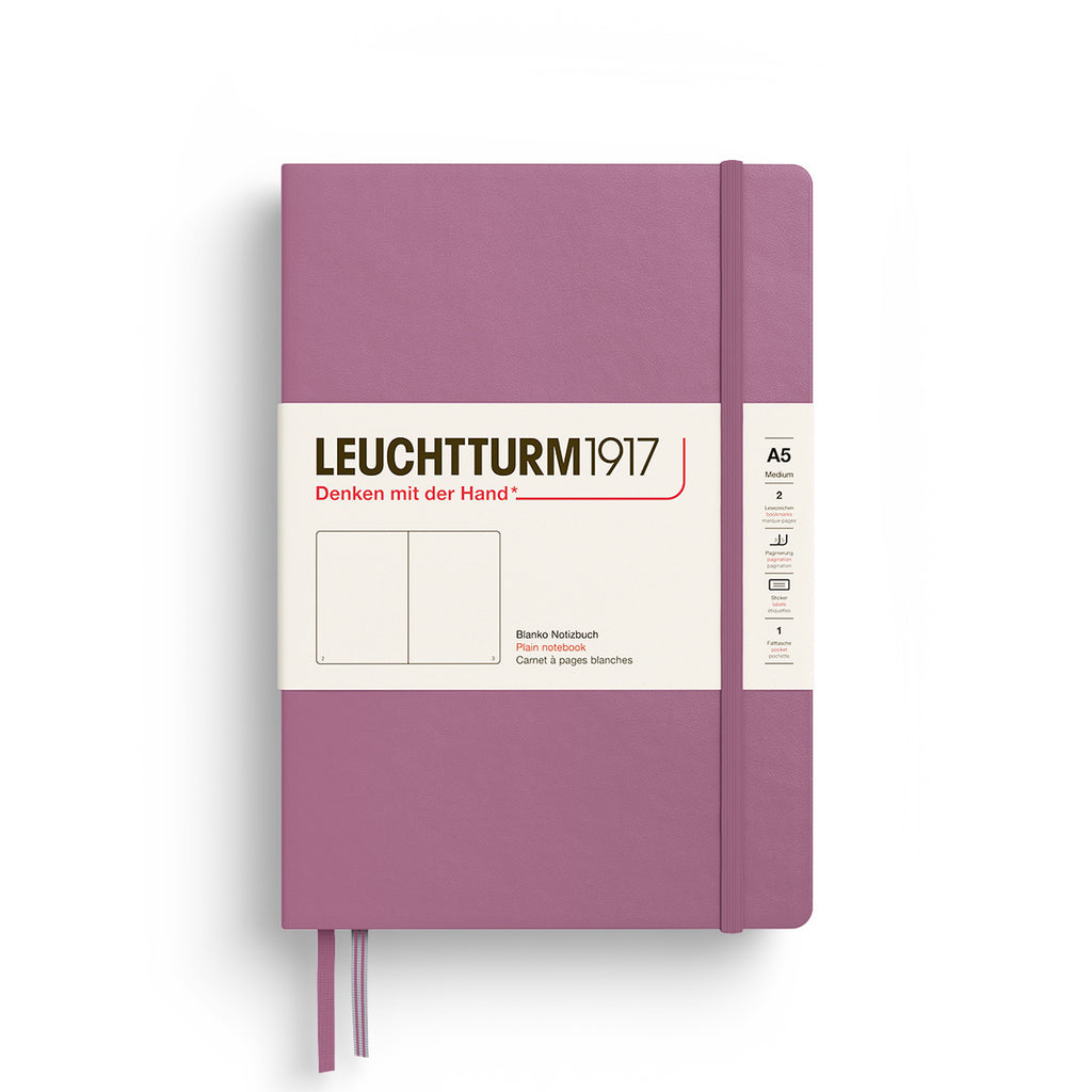 MEDIUM (A5) NOTEBOOK HARDCOVER, DUSTY ROSE (Multiple Styles) — by Leuchtturm1917
