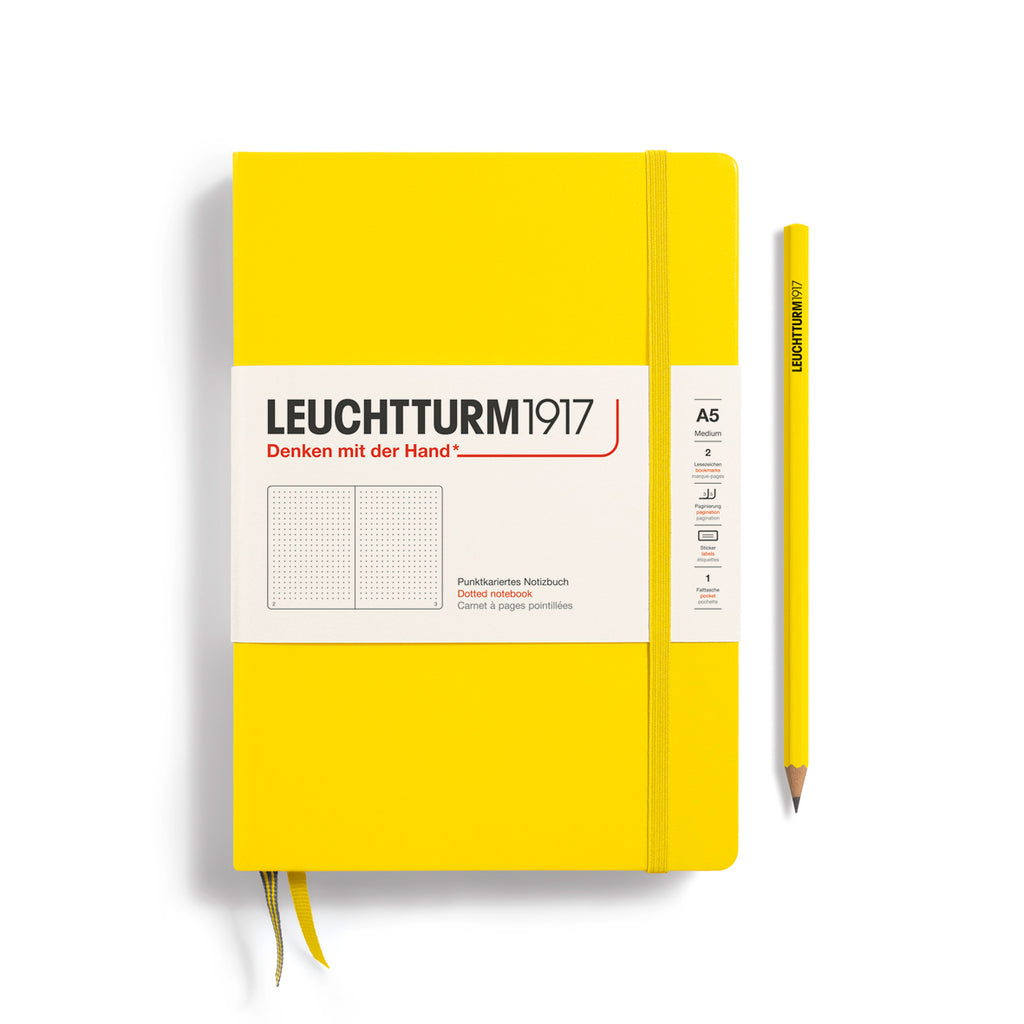 MEDIUM (A5) NOTEBOOK HARDCOVER, LEMON (Multiple Styles) — by Leuchtturm1917