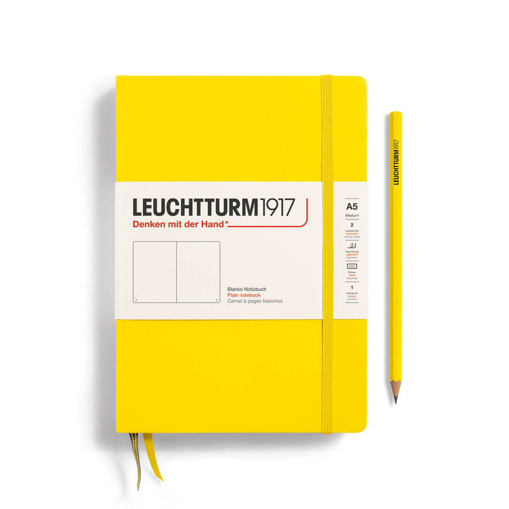 MEDIUM (A5) NOTEBOOK HARDCOVER, LEMON (Multiple Styles) — by Leuchtturm1917