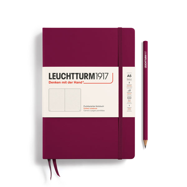 MEDIUM (A5) NOTEBOOK HARDCOVER, PORT RED (Multiple Styles) — by Leuchtturm1917