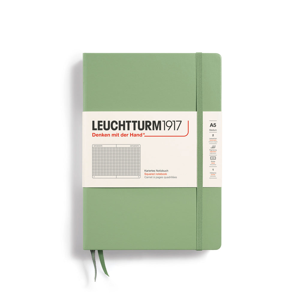 MEDIUM (A5) NOTEBOOK HARDCOVER, SAGE (Multiple Styles) — by Leuchtturm1917