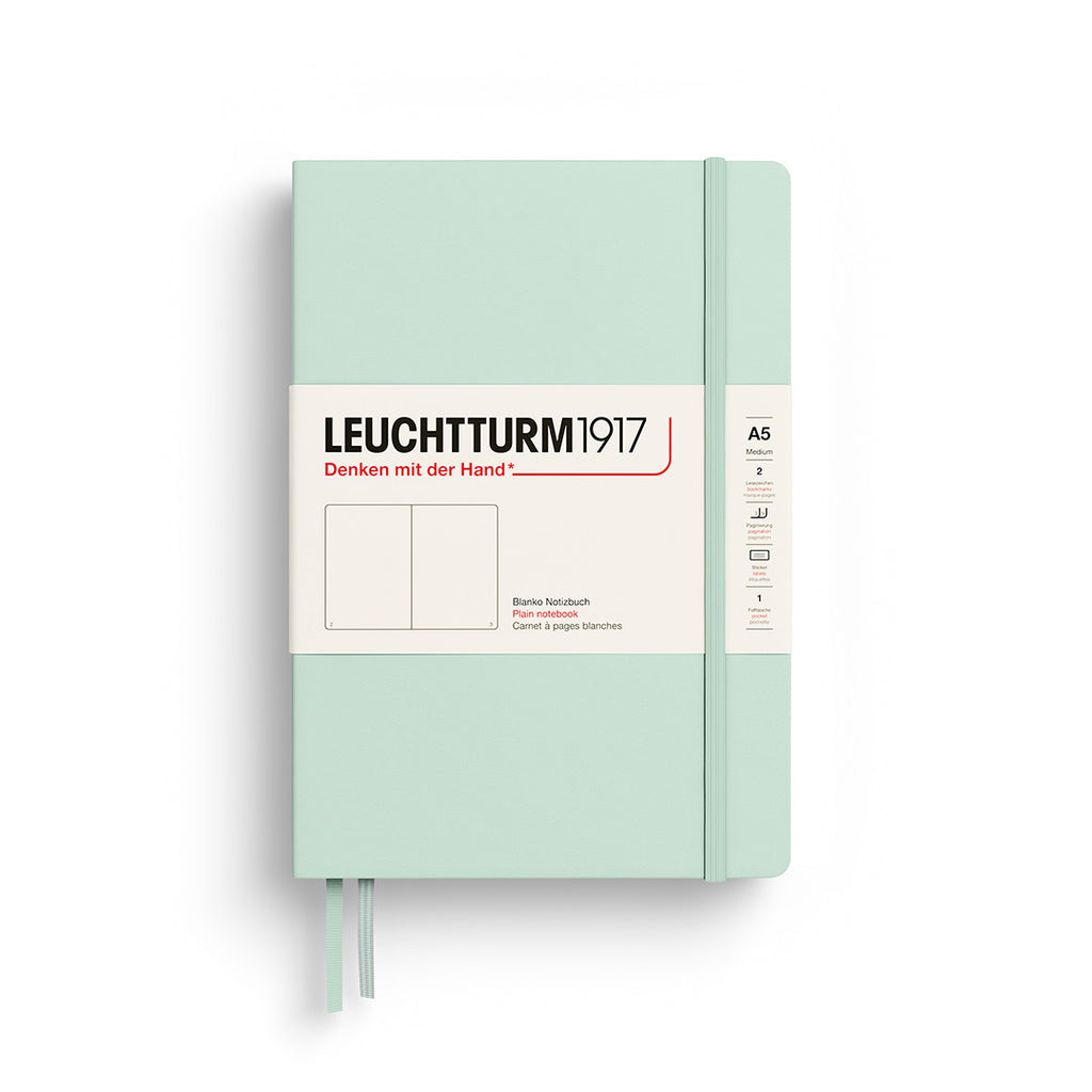 MEDIUM (A5) NOTEBOOK HARDCOVER, MINT GREEN (Multiple Styles) — by Leuchtturm1917