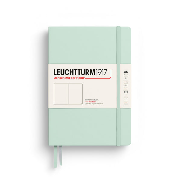 MEDIUM (A5) NOTEBOOK HARDCOVER, MINT GREEN (Multiple Styles) — by Leuchtturm1917