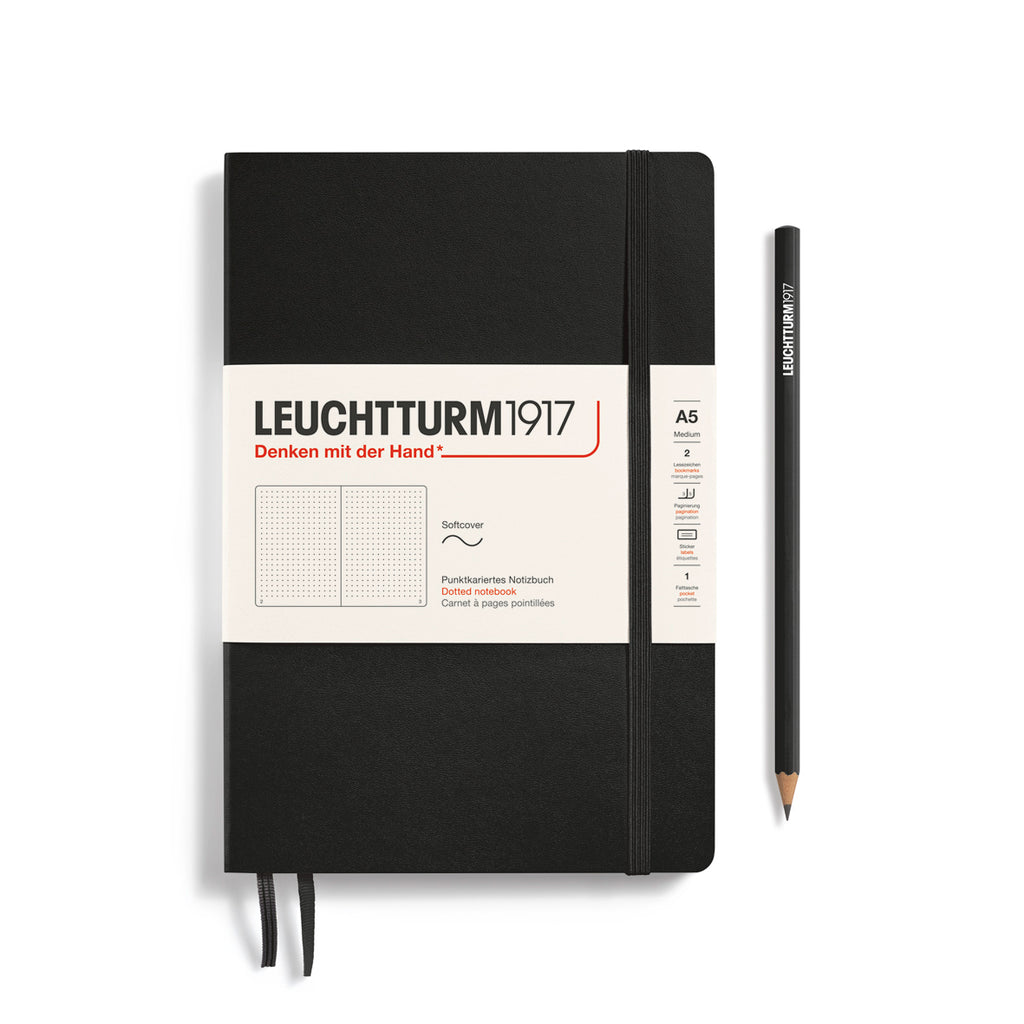 MEDIUM (A5) NOTEBOOK SOFTCOVER, BLACK (Multiple Styles) — by Leuchtturm1917