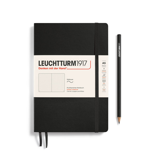 MEDIUM (A5) NOTEBOOK SOFTCOVER, BLACK (Multiple Styles) — by Leuchtturm1917